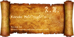 Kende Mátyás névjegykártya